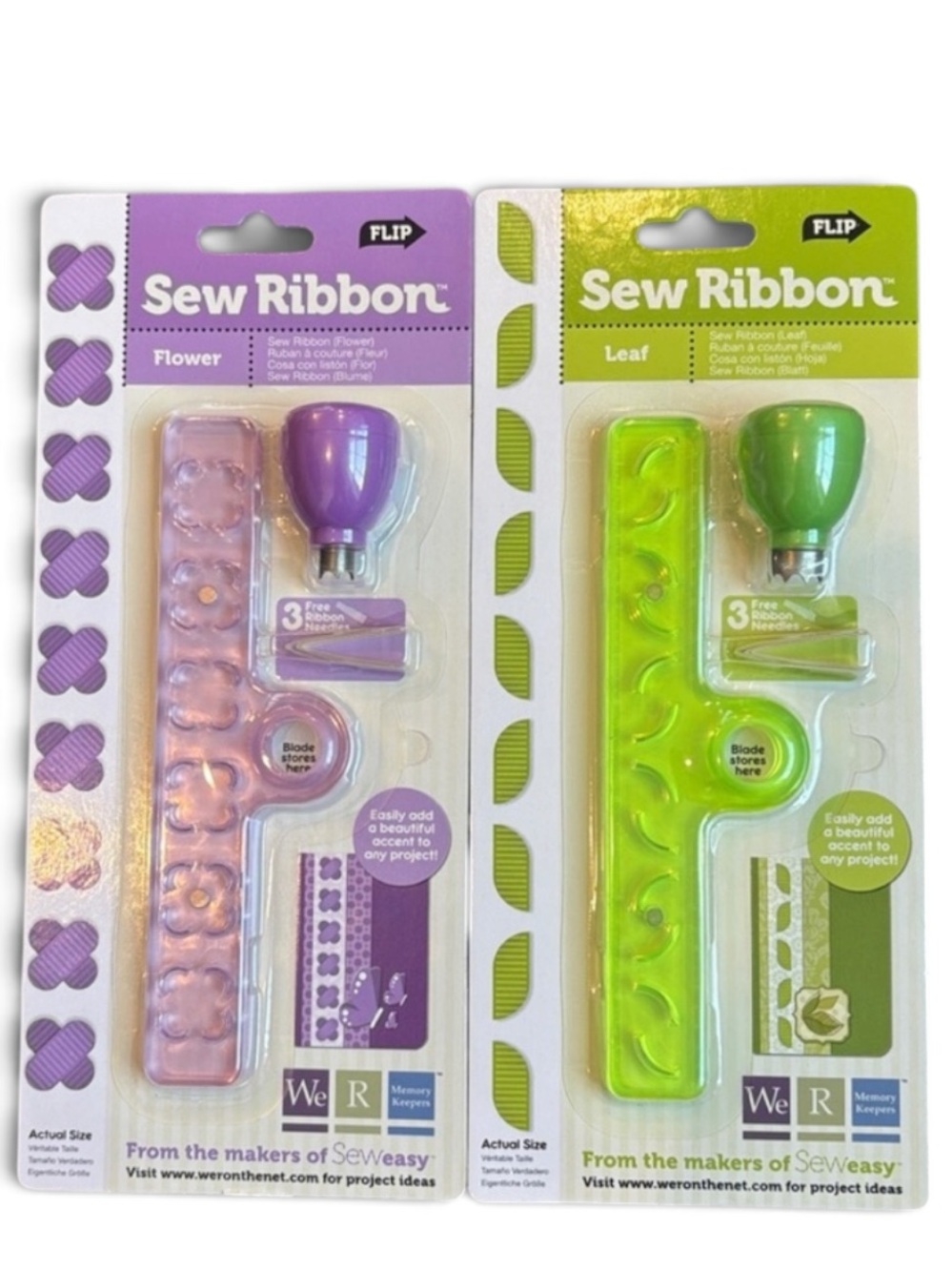 Sew Ribbon Flower & Leaf We R Memory Keepers Seweasy Lot of 2 NEW